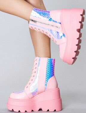 LASR Pink Poison Platform Boots